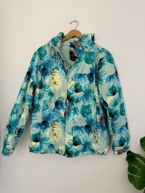 The North Face Aqua Floral Hooded Shell Jacket
